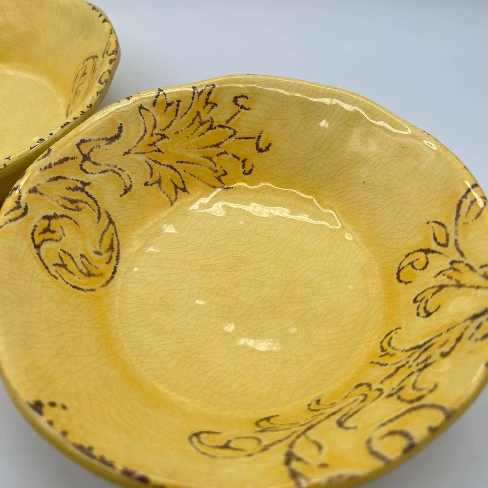 Cynthia Rowley Aphorism Melamine Yellow Bowls - Set of 2